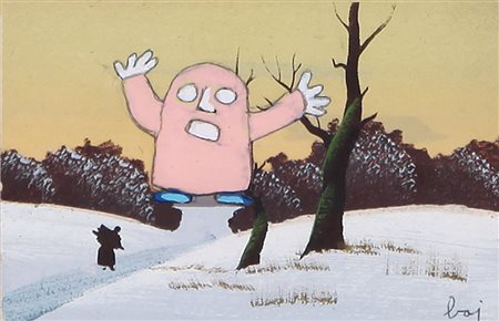 ENRICO BAJ Milano 31/10/1924 - Varese 15/06/2003 Ubu nella neve, 2000...