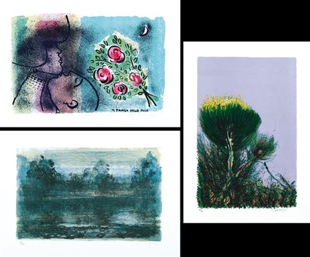 AUTORI VARI FRANCO ROGNONI Il tango delle rose litografia su carta cm. 35x50,...