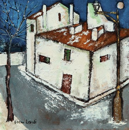 BRUNO LANDI Roma 23/03/1941 La villa, 2008 olio su tela cm. 30x30, firma in...