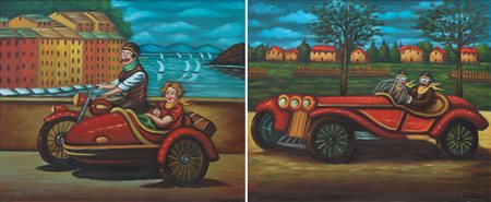 SALVO LOMBARDO Favara (Ag) 1948 Gita a Portofino olio su tela cm. 50x60,...