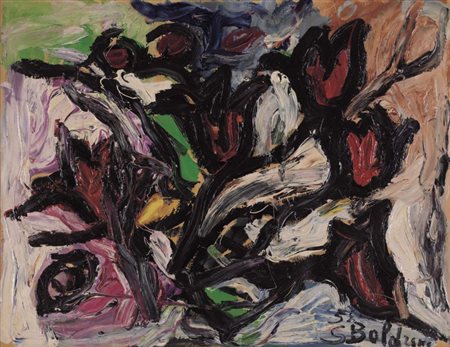 GUSTAVO BOLDRINI Venezia 1925 - 1988 Fiori, 1958 olio su cartone cm. 43x56,...