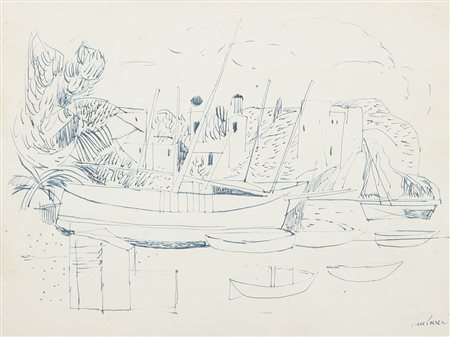 ENRICO PAULUCCI Genova 03/10/1901 - Torino 22/08/1999 Barche in rada, 1950...