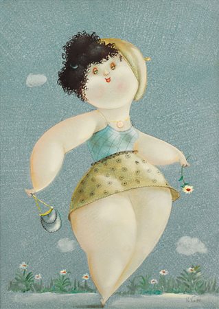 NICOLA VIETTI Marsiglia 22/03/1945 Tra le margherite olio su tela cm. 70x50,...