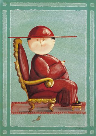 NICOLA VIETTI Marsiglia 22/03/1945 Cardinale olio su tela cm. 70x50, firma in...