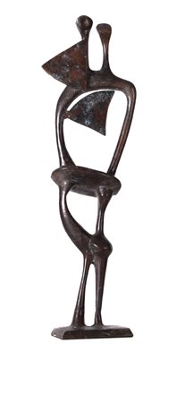 SCULTORE DEL XX SECOLO L'abbraccio scultura in bronzo a patina marrone cm....