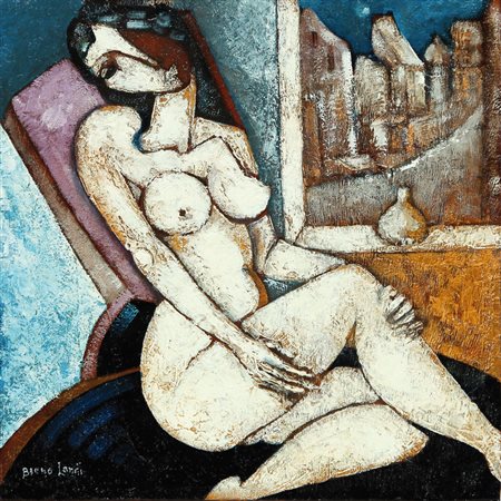 BRUNO LANDI Roma 23/03/1941 Nudo seduto, 2009 alla finestra olio su tela cm....