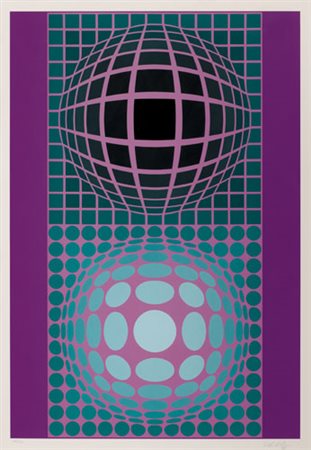 VICTOR VASARELY Pecs 1908 - Parigi 15/03/1997 Composizione optical serigrafia...