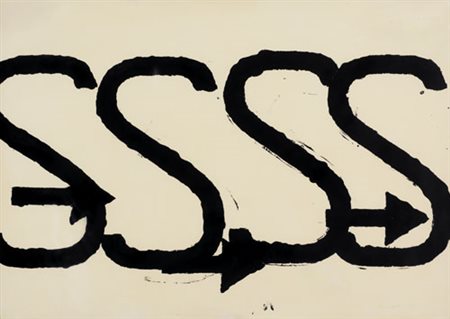 JANNIS KOUNELLIS Pireo (Grecia) 1936 Segnali, 1960 pittura su carta intelata...