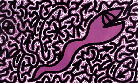 LITTLE ANGEL (LA2) New York 1967 Snake Purple 2006, smalto e spray su tela...