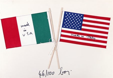 ENRICO BAJ Milano 31/10/1924 - Varese 15/06/2003 Made in U.S.A., 1974 collage...