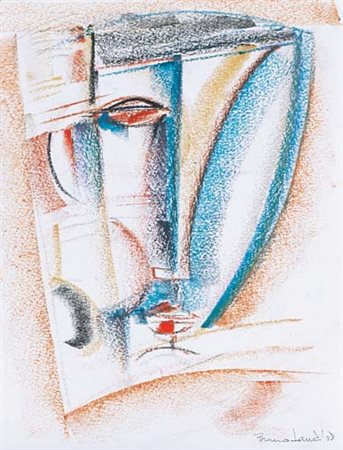 BRUNO LANDI Roma 23/03/1941 Volto, 2008 pastelli su cartoncino cm. 26,5x20,5;...