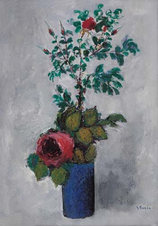 GIUSEPPE SUCCI Bagnocavallo (Ra) 1905 - Roma ? Vaso di fiori olio su tela cm....