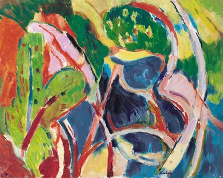 ENRICO PAULUCCI Genova 03/10/1901 - Torino 22/08/1999 Pini, mare olio su tela...