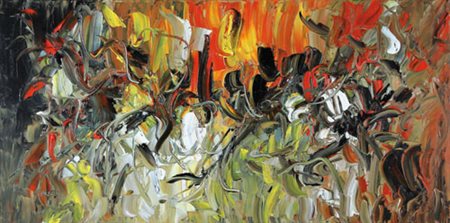 MARIO FALCHI Porto Maurizio 1950 Senza titolo, 2009 olio su tela cm. 50x100,...