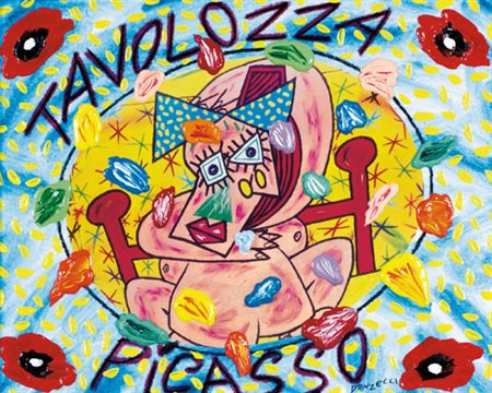 BRUNO DONZELLI Napoli 12/04/1941 Tavolozza Picasso olio e tecnica mista su...