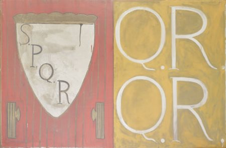 FRANCO ANGELI Roma 14/05/1935 - Roma 12/11/1988 S.P.Q.R., 1963 olio su tela...