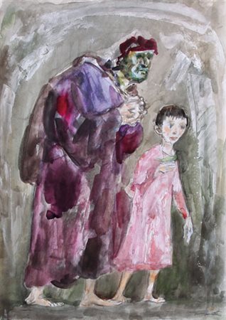 TRENTO LONGARETTI Treviglio (Bg) 27/09/1916 Il povero tecnica mista su carta...