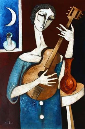 BRUNO LANDI Roma 23/03/1941 Serenata, 2004 olio su tela cm. 150x100, firma in...