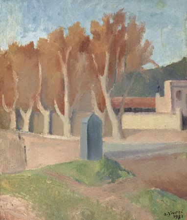 ALBERTO ZIVERI Roma 02/12/1908 - 1989 Villa romana, 1931 olio su cartone cm....