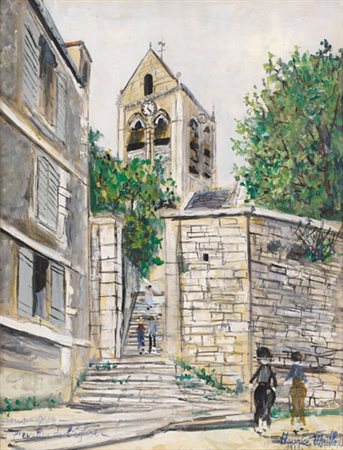 MAURICE UTRILLO Parigi 1883 - 1955 L'Eglise D'Auvers Sur Oise (Val D'Oise),...