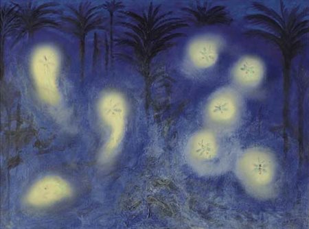 SILVIO MERLINO Napoli 1952 Palmeto, 1981 olio su cartone applicato su tela...