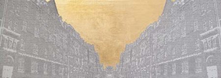 LEONIDA DE FILIPPI Milano 17/04/1969 Paesaggio urbano, 2011 foglia oro e...