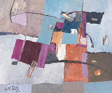 DANILO MANENTI Cagliari 1951 Composizione in azzurro e viola, 2003 olio su...