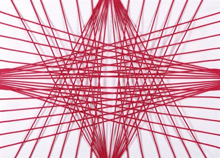 PAUL CHARMANT Parigi 04/07/1950 Senza titolo, 2007 corda rossa su tela bianca...