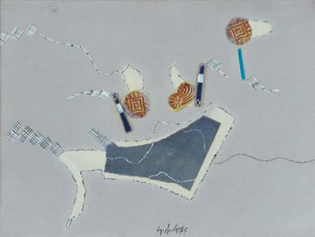 SERGIO DANGELO Milano 1932 Senza titolo, 1967 tecnica mista e collage su tela...