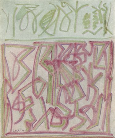 RICCARDO LICATA Torino 20/12/1929 Senza titolo, 1981 olio su tela cm. 44x36,...