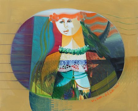 VITTORIOMARIA DI CARLO S. Marco in Lamis (Fg) 1939 Figura olio e collage su...