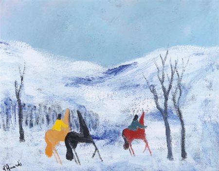 GIANRODOLFO D’ACCARDI Palermo 1906 - Milano 01/09/1993 Cavallini sulla neve...