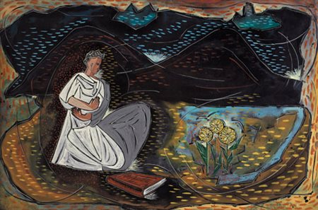 PIPPO ORIANI Torino 25/06/1909 - 01/12/1972 Il poeta, anni '60 olio su tela...