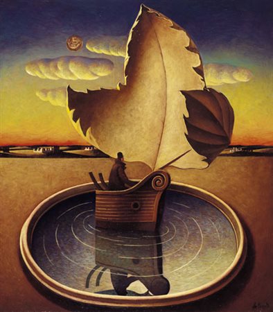 FRANCO FORTUNATO Roma 06/12/1946 La nave del vagabondo olio su tela cm....