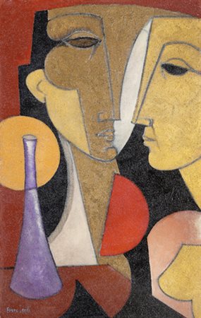 BRUNO LANDI Roma 23/03/1941 Composizione, 2005 olio su tela cm. 80x50, firma...