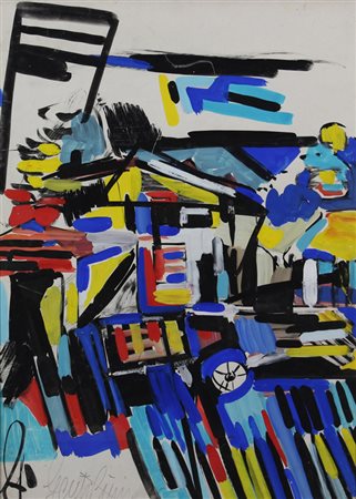 Aldo Gentilini, Senza titolo, acrilico su cartoncino, cm. 70x50, firmato in...