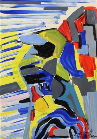 Aldo Gentilini, Senza titolo, acrilico su cartoncino, cm. 70x50, firmato in...
