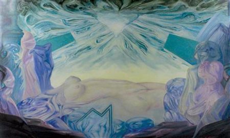 Luigi Delle Vigne, Genesi, olio su tela, cm. 100x132, firmato in basso a...