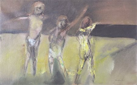 Giuseppe Martinelli, Ragazzi che giocano, olio su tela, cm. 25x40, firmato in...