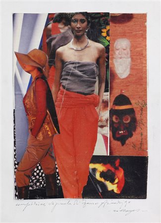 Franco Asinari, Senza titolo, 1990, collage su carta, cm. 30x22, firmato e...