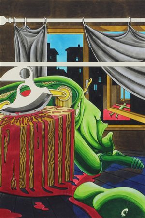 Ignoto, Il Condannato, tecnica mista su carta, cm. 51x35, firma non decifrata...