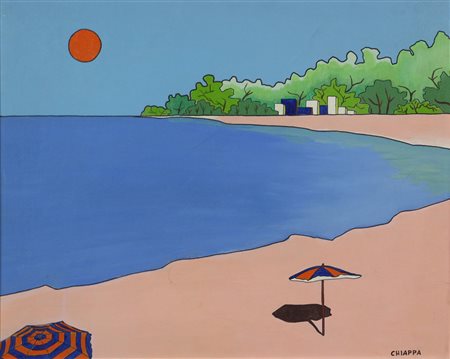 Nando Chiappa, Mare, acrilico su cartoncino telato, cm. 40x50, firmato in...