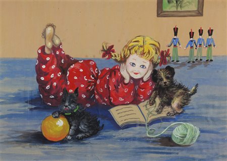 Ignoto, Senza titolo, tempera su cartone, cm. 35x50, firmata "Oris" in basso...