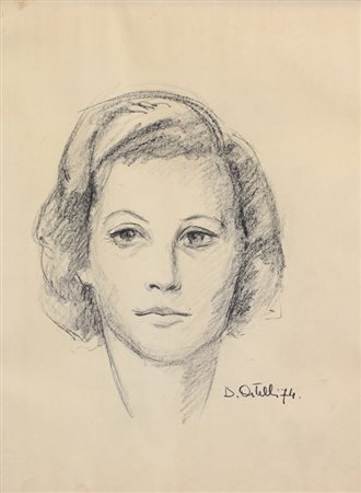 Ignoto, Ritratti, 1974, lotto di 2 carboncini su carta, cm. 47x35, entrambi...