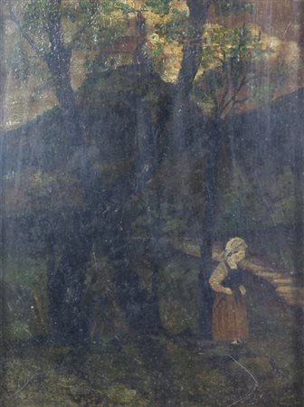 Anonimo, Paesaggio, olio su tavola, cm. 41x31, opera non firmata