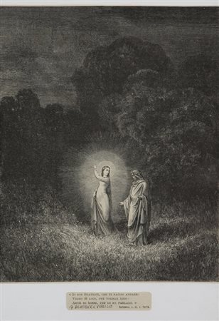 Anonimo, Beatrice e Virgilio - Inferno, c. II, v. 70-72, stampa tratta dalla...