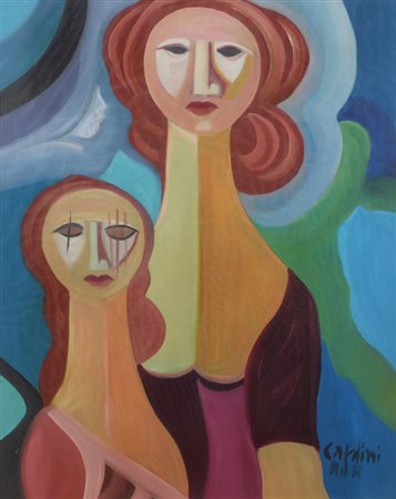 Renato Cardini, Maternità, 1978, olio su tela, cm. 50x40, firmato in basso a...