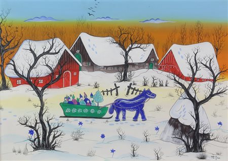 Ignoto, Senza titolo, acrilico su tela, cm. 50x70, firmato "N. Tjric" in...