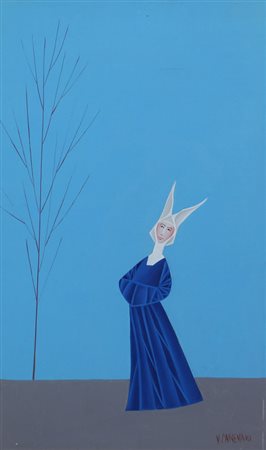 Veniero Canevari, Senza titolo, olio su tavola, cm. 40x25, firmato in basso a...