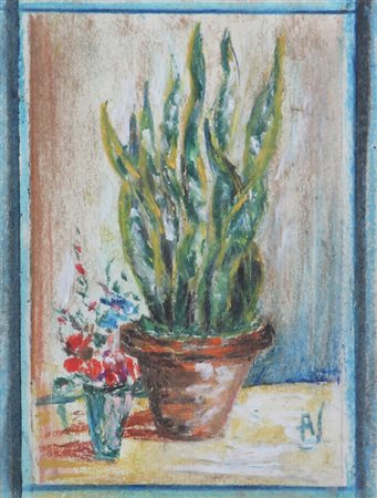 Ignoto, Senza titolo, tecnica mista su carta, cm. 16,5x12, siglata "AS" in...